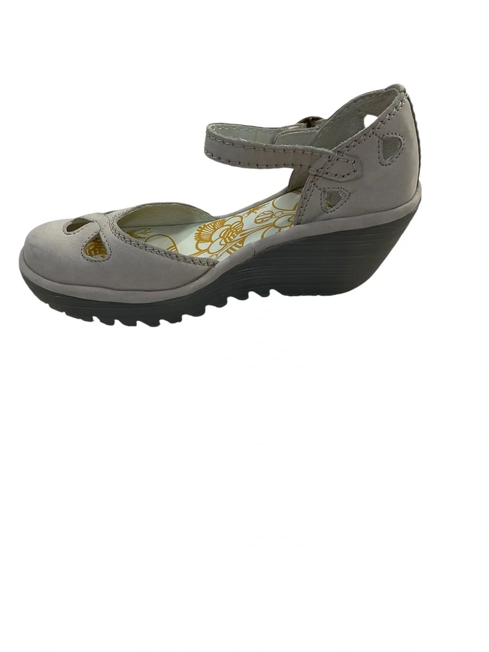 Fly London Yala Taupe Nubuck Leather Mary Jane Wedge Shoes 38 - Picture 4 of 11